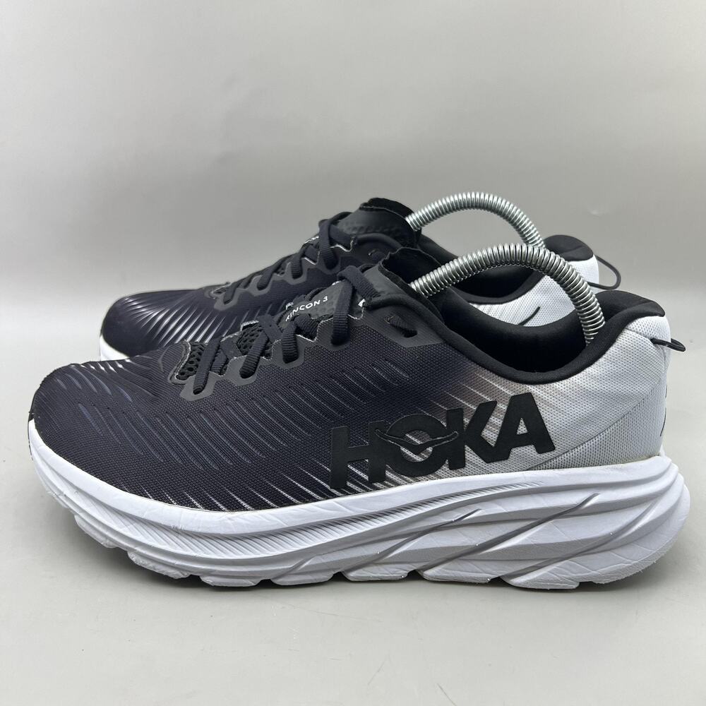 Hoka One One Rincon 3 Running Shoes Women Size 10.5 Black White Comfort Sneakers - Picture 3 of 8